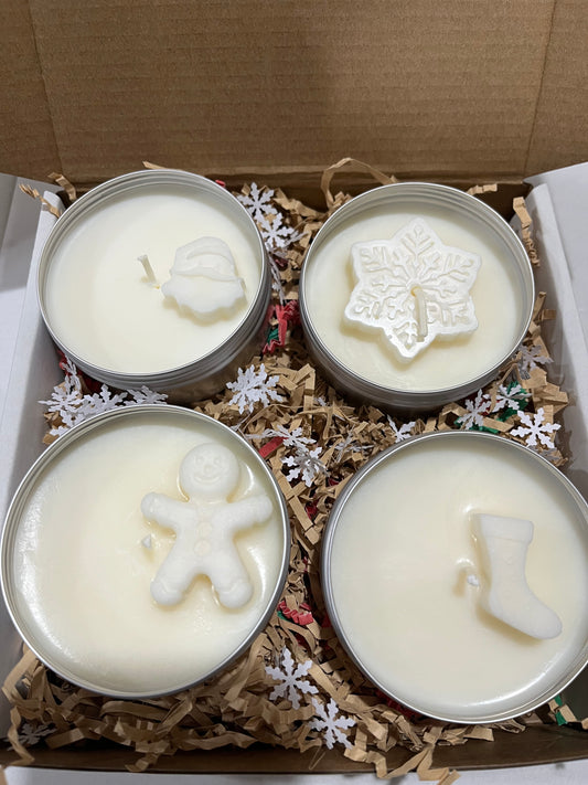 Christmas 4 Pack of 3 Ounce Soy Candle Tins